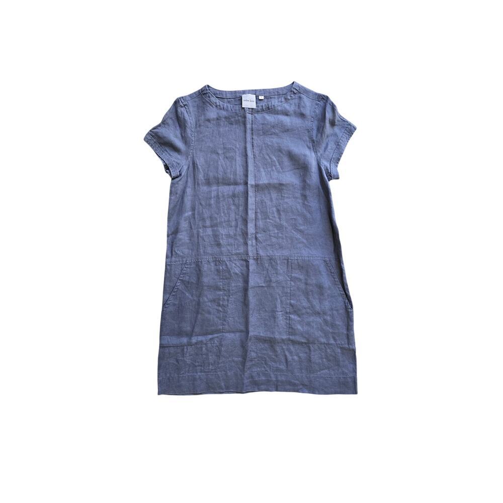 Aiden Lane 100% Linen Blue/Purple Shift Dress Minimalist‎ Cottage Coastal Small